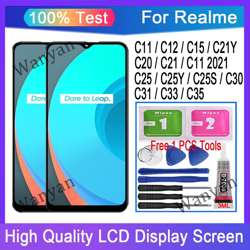 Original Realme C11 2020 C12 C15 C21Y C25 C25Y C25s C20 C21 C30 C33 C31 C35  C11 2021 LCD Display Touch Screen With Frame Replacement