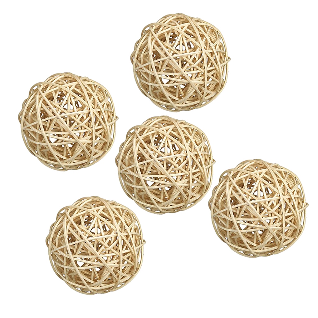 5 Pieces Wicker Rattan Balls Pretty Hollowed Handmade Ball for 7cm