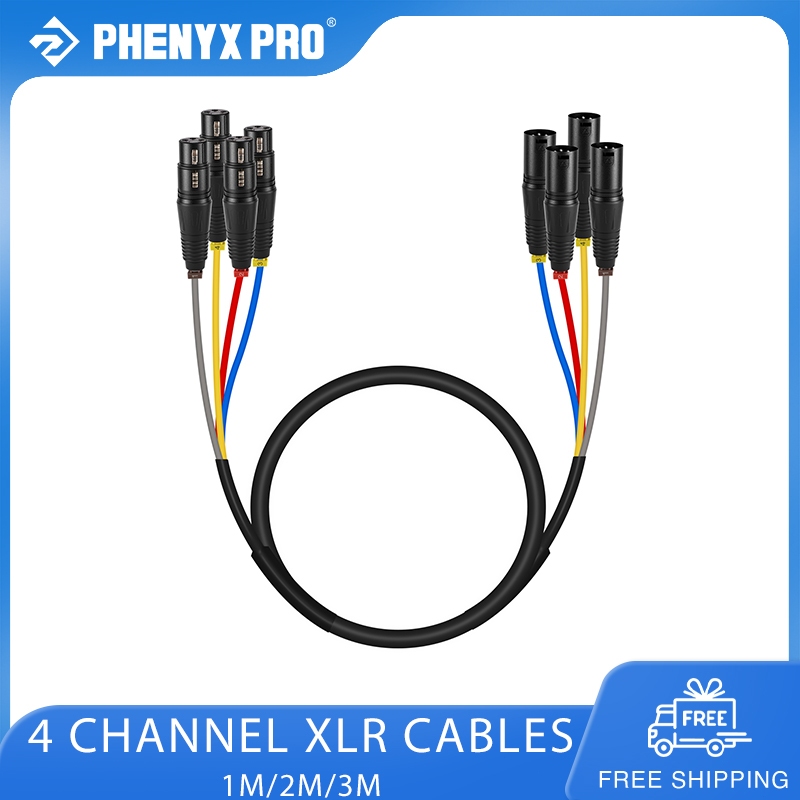 Phenyx Pro 4 Channel XLR Cables with 100 24 AWG OFC Copper & Color