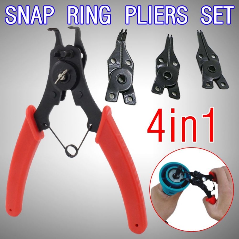 4pcs/set Circlip Pliers Internal External Curved Snap Ring Pliers