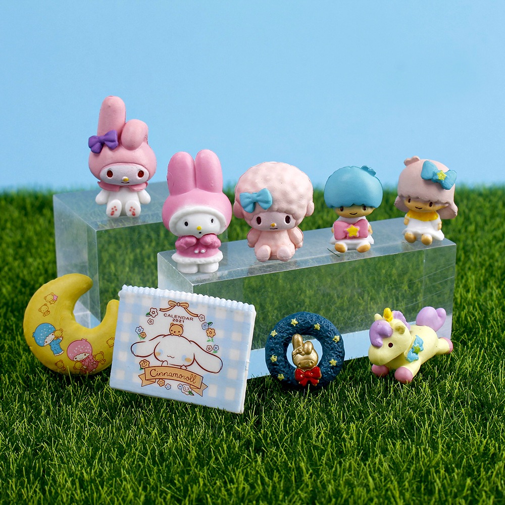 9Pcs/Set 2.5cm Sanrio Cartoon Anime Figure My Melody Cinnamoroll Little