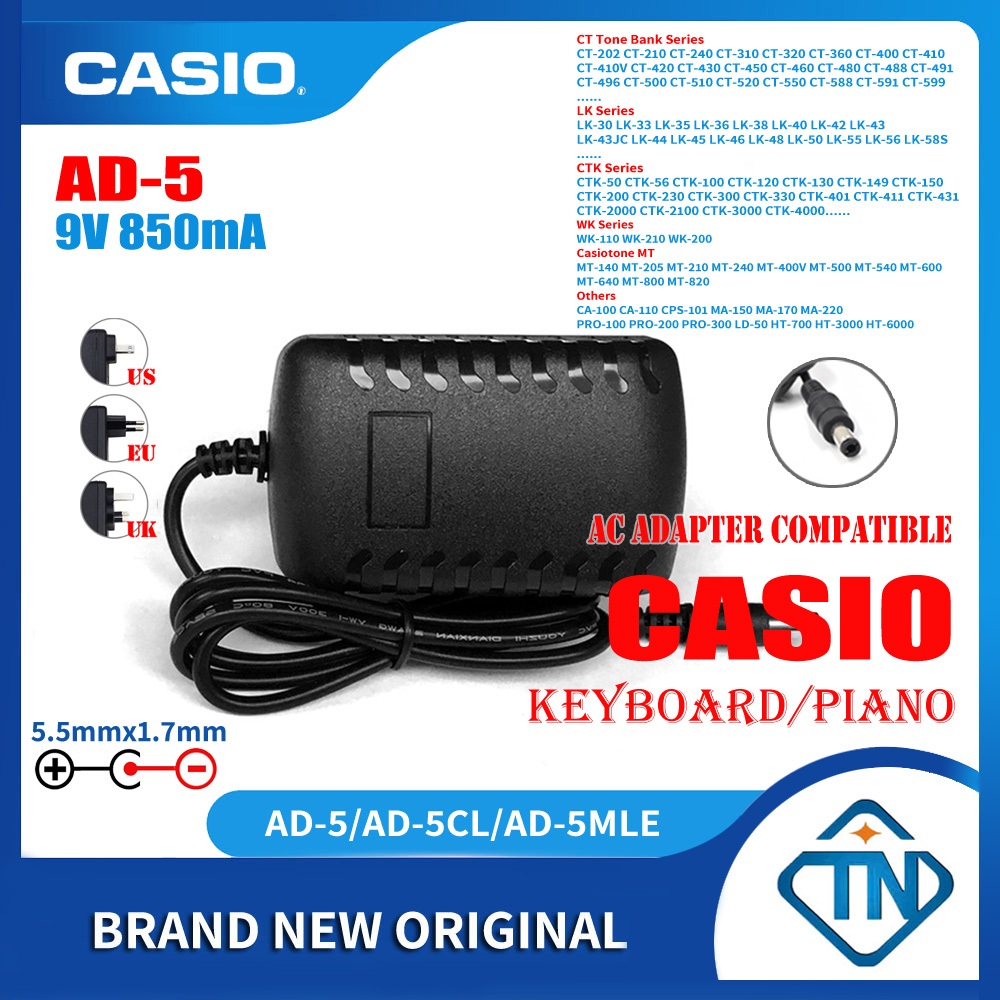 3m 10ft AU For CASIO CT-650 670 677 Keyboard 9v Power Supply