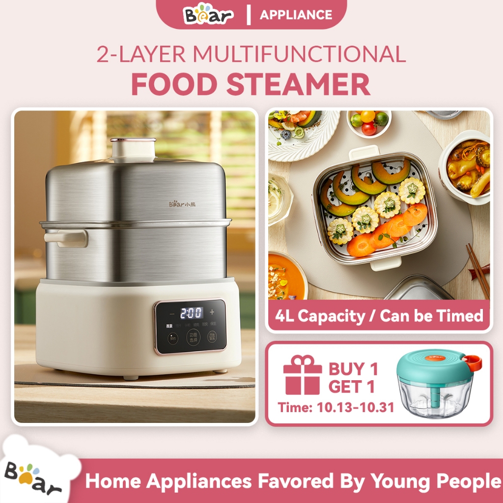 Bear Food Steamer Electric Food Warmer Stainless 4L 2layer Preset