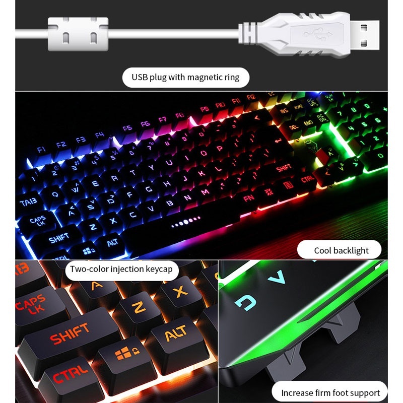 DQRGO Rainbow Backlit Gaming mouse keyboard set With Mouse Game ...
