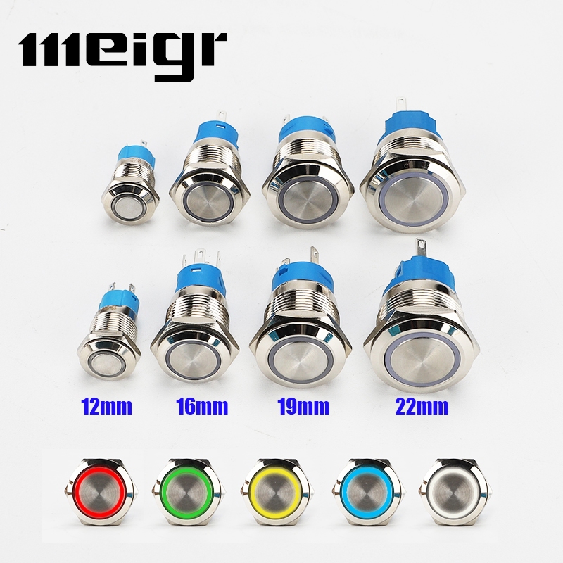 22mm Waterproof Metal Push Button Switch LED Light Momentary Latching ...