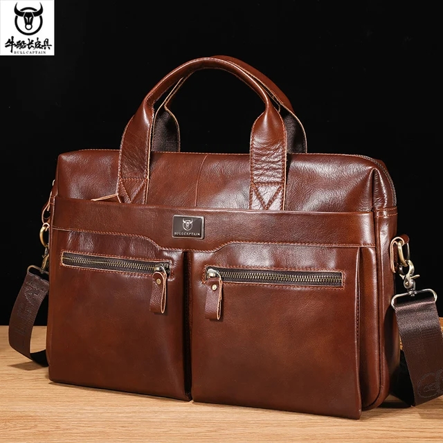 Briefcase Bag for Man PU Leather Vintage Handbags Computer Laptop 14  Shoulder Business Messenger Portfolio Crossbody Bag Male - AliExpress