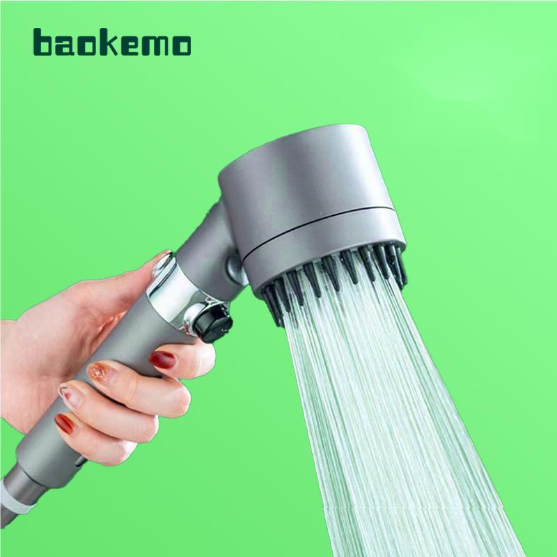BAOKEMO 3 Modes Shower Head Water Saving Shower One-Key Stop Water ...