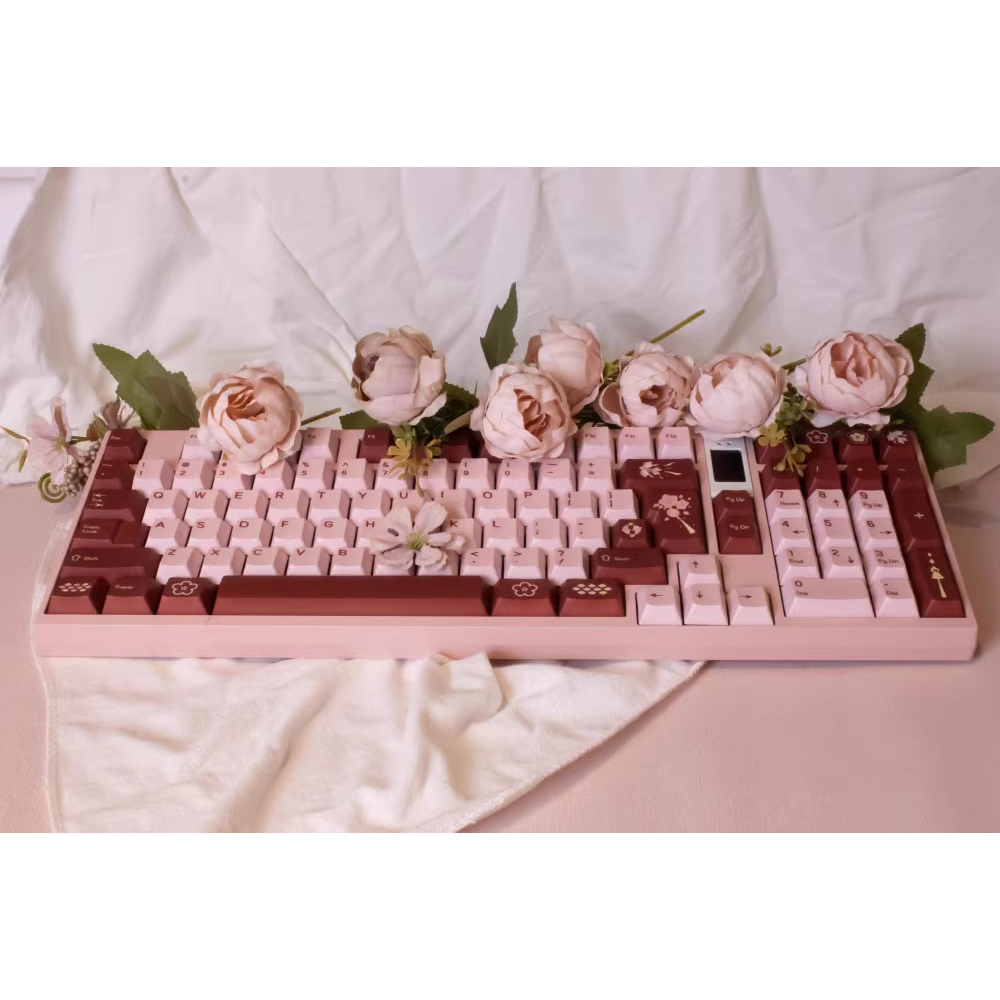 Peach Blossom Keycaps, 140 Keys PBT Keycaps Cherry Profile DYE-SUB ...