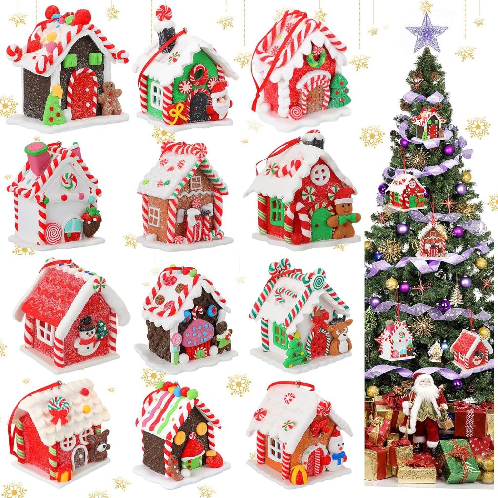 COLDPLAYLED Lighted Glitter Gingerbread House Decorative Holiday