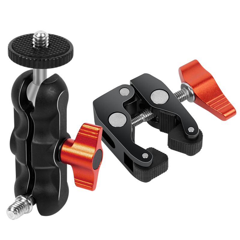 Metal Super Clamp Multifunction Ball Head Clamp with Ball Head Magic Arm Clamp 1/4'' 3/8'' Hole