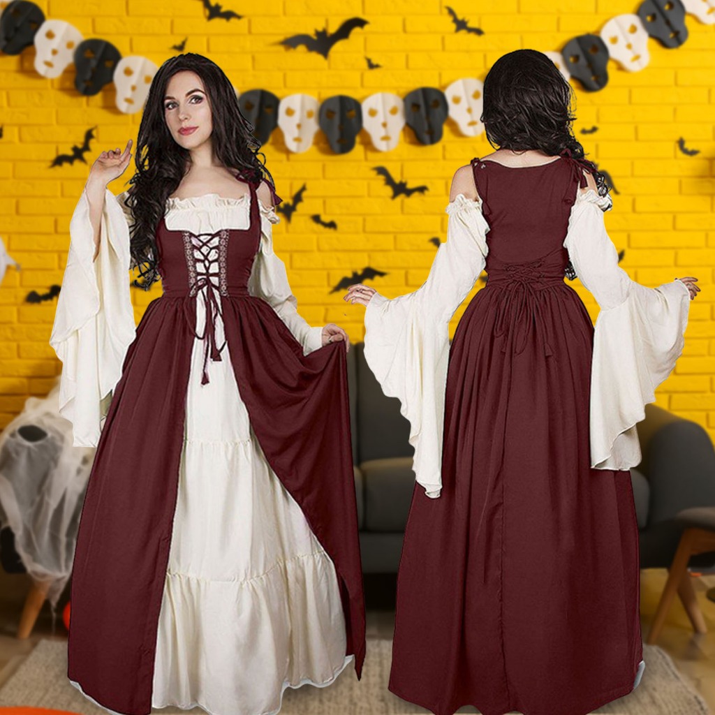 Medieval Dress Woman Cosplay Elegant Greece Gothic Lace Ball Halloween Party Dresses for Women