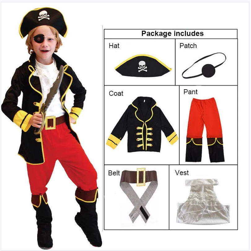 Kids Halloween Cosplay Pirates of The Caribbean Masquerade Costume CST009