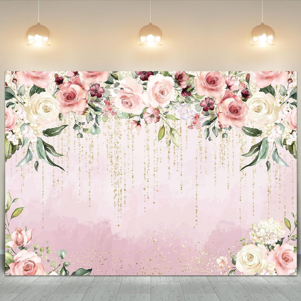 7x5ft Pink Floral Photography Backdrop for Women Girls Watercolor ...