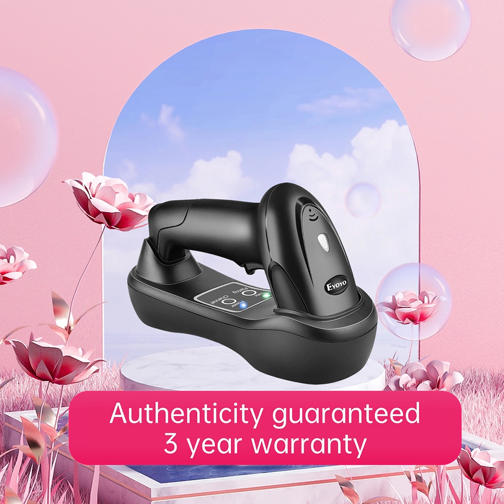 Eyoyo 1D Wireless Barcode Scanner with USB Cradle Receiver Charging ...