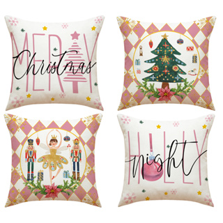 Pink Christmas Pillow Covers Snowflakes Pillowcase Pink Theme Pillowslip  For Bed Couch Winter Cushion Case New