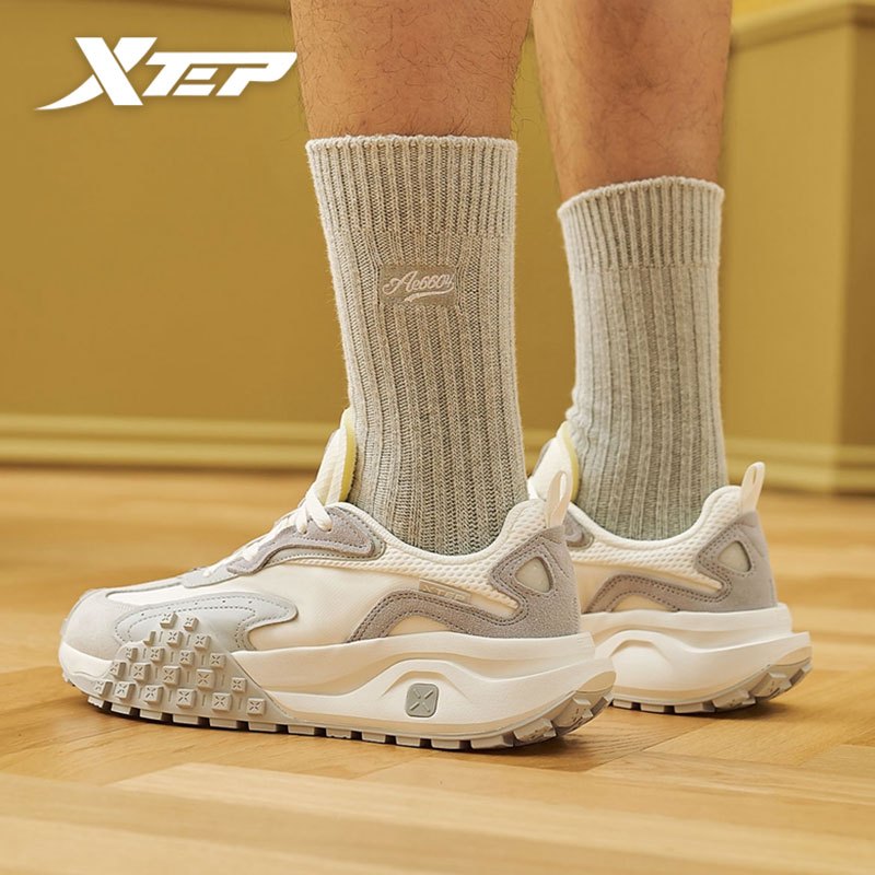 XTEP X70 Men Casual Shoes Leather Surface Old Daddy Shoe Shopee