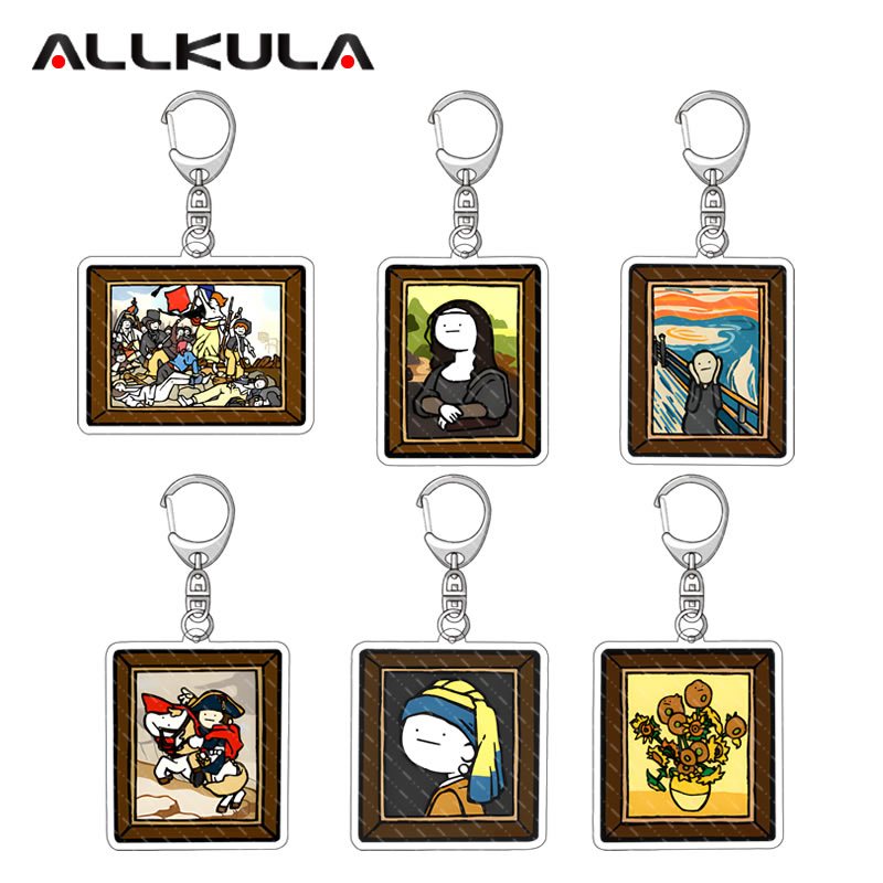 World Famous Paintings Keychain The Mona Lisa Keyring Figures Pendant ...