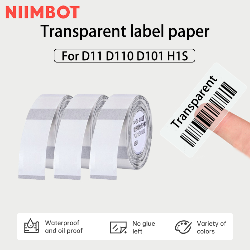 NIIMBOT D11/D110/D101 Transparent Sticker Paper 12-15mm Width ...