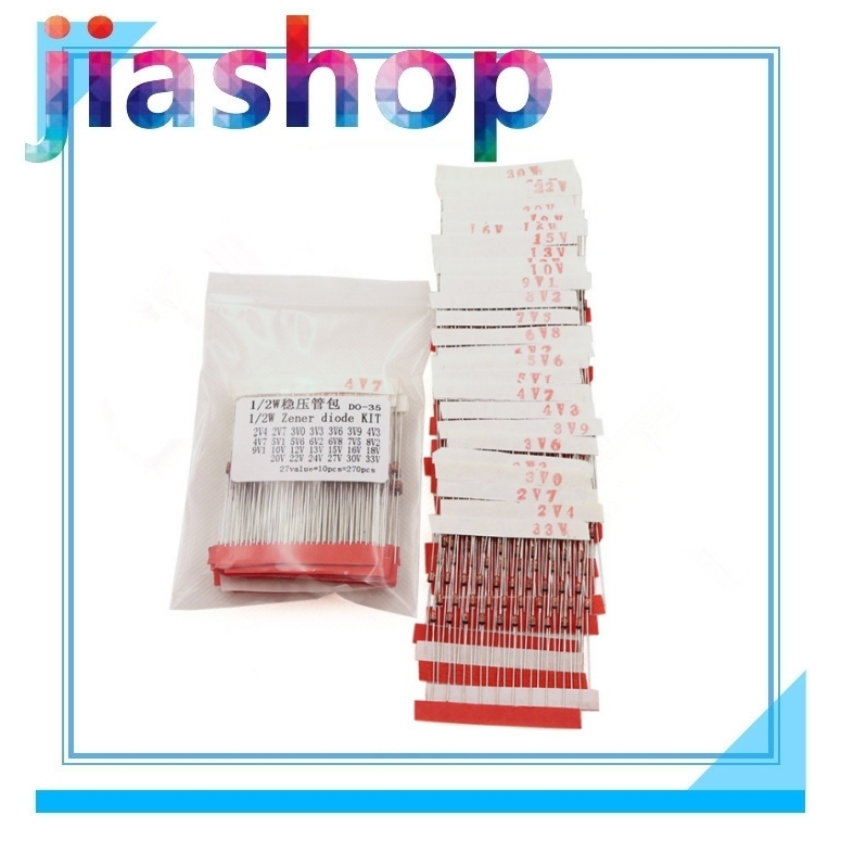 270Pcs 1/2W 0.5W Zener Diode Set 27Values Assorted kit Assortment Set