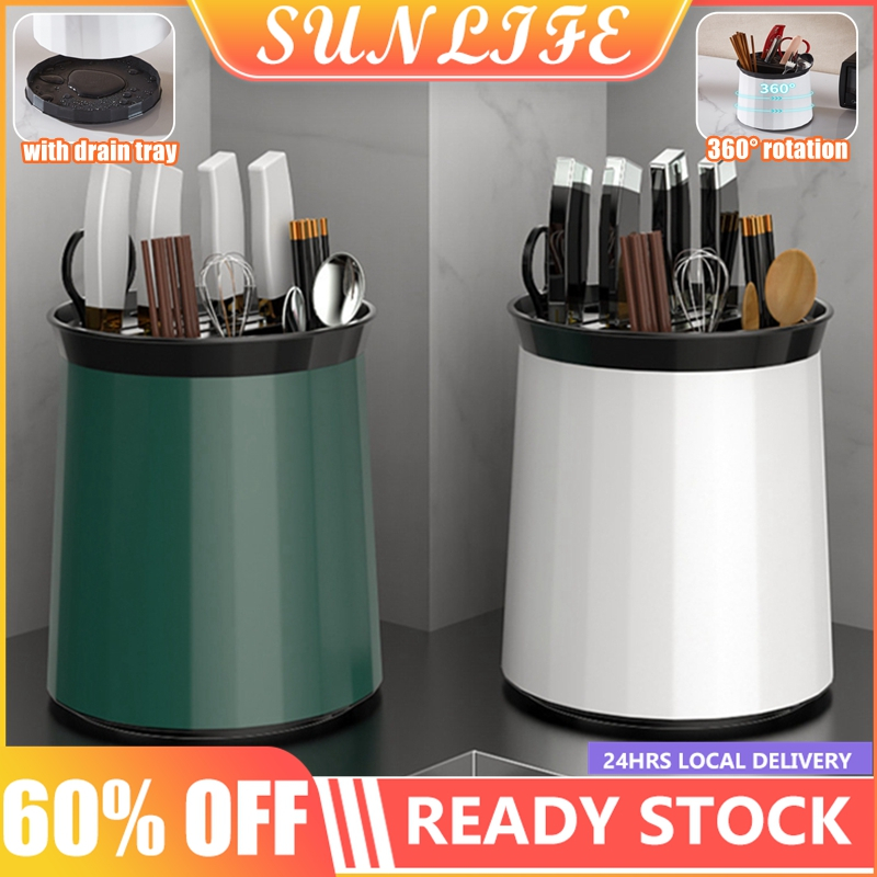 Sunlife 360° Rotation Countertop Cutlery Holder Kitchen Spoon Fork