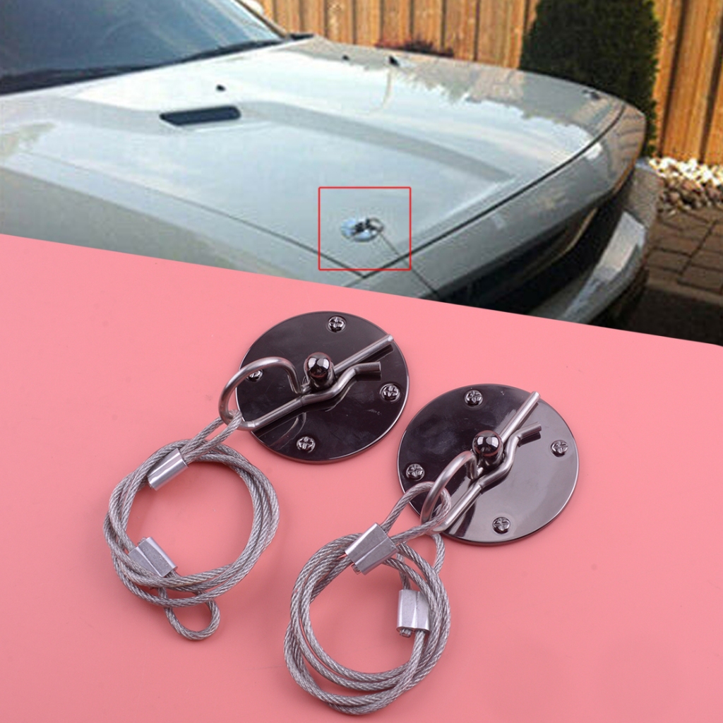 1 Pair Titanium Black Car Racing Sport Hood Pin Lock Latch
