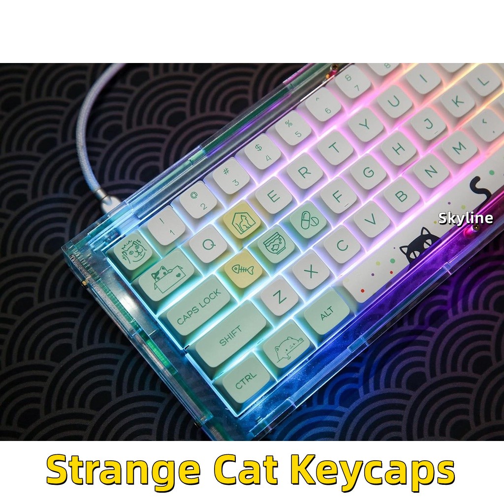 Strange Cat Theme -135 Key XDA Standard Opaque Mechanical keycap ...