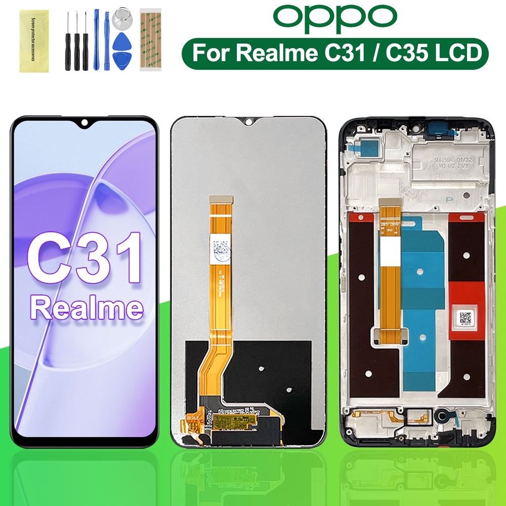 Kit Display LCD + Touch Screen Con Telaio Per REALME C31 RMX3501 - Nero