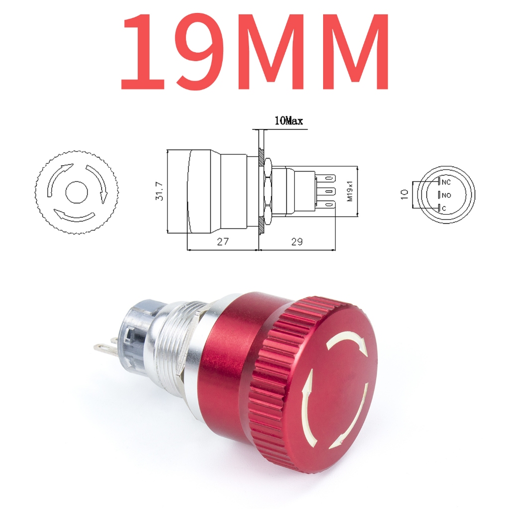 16mm 19mm 22mm metal emergency stop button switch stainless steel ...
