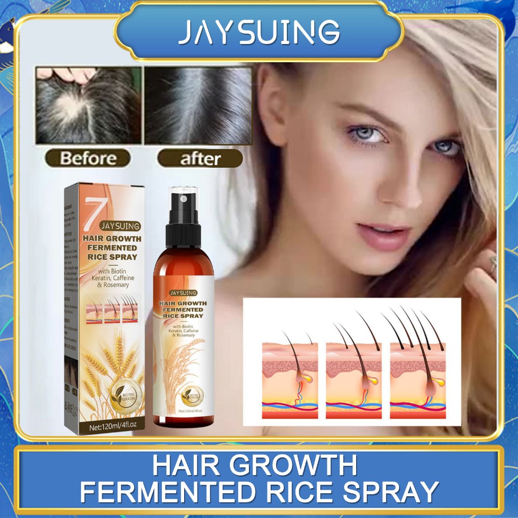 Jaysuing 120ml Hair Growth Fermented Rice Spray Serum for Thinning Hair