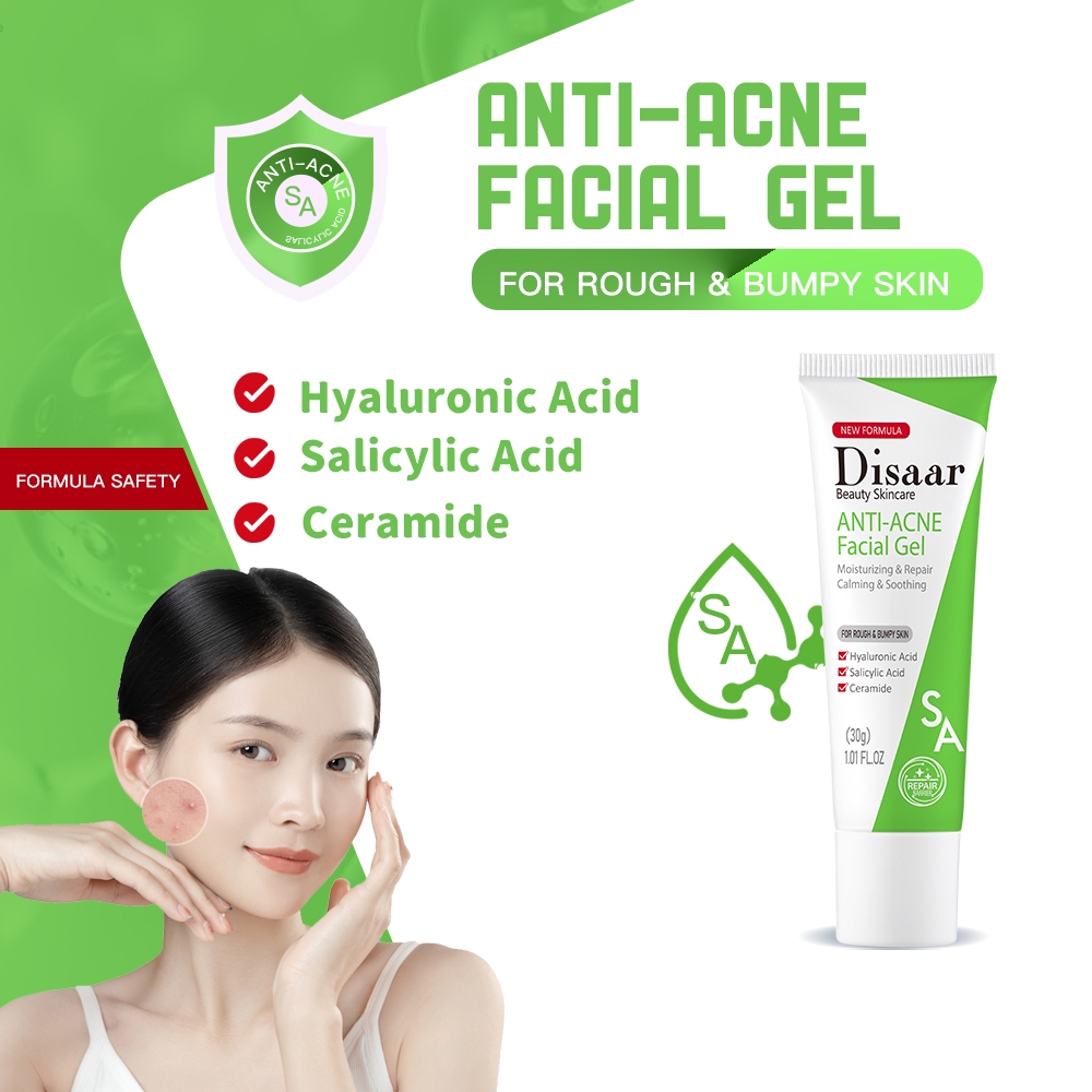 Disaar Anti Acne Face Gel Salicylic Acid & Ceramide Refreshing Moisturizing Acne Treatment Skin