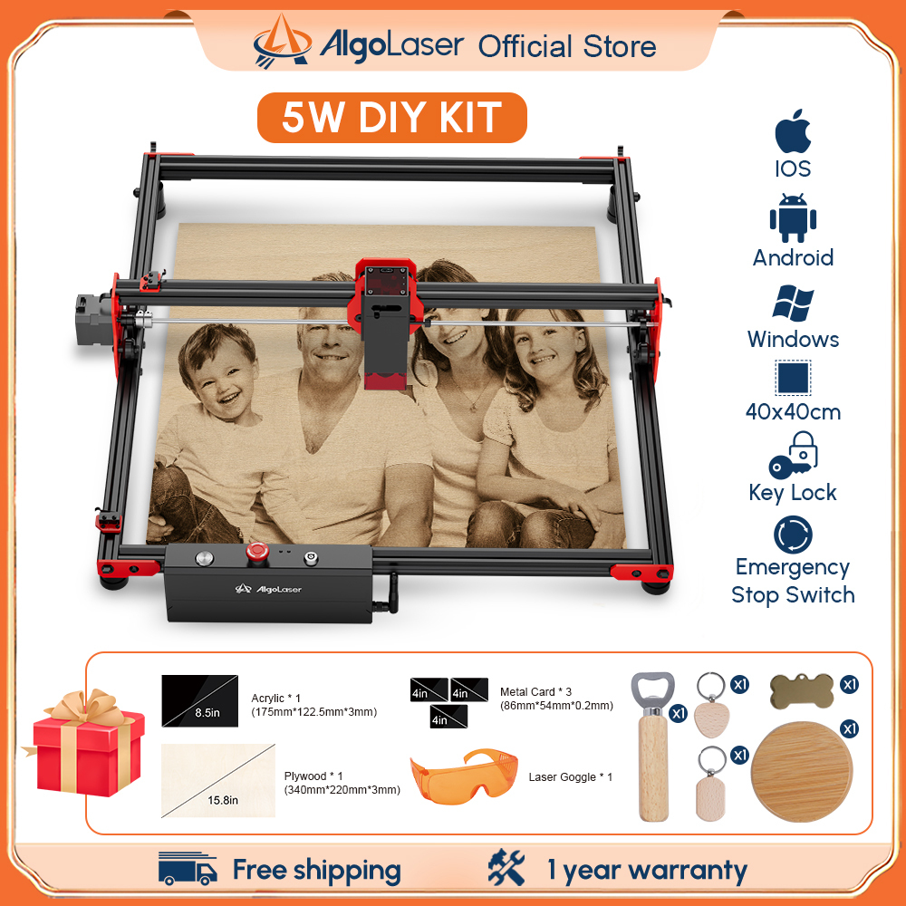 Algolaser DIY Kit 5W Laser Cutter Desktop CNC Laser Engraving Machine