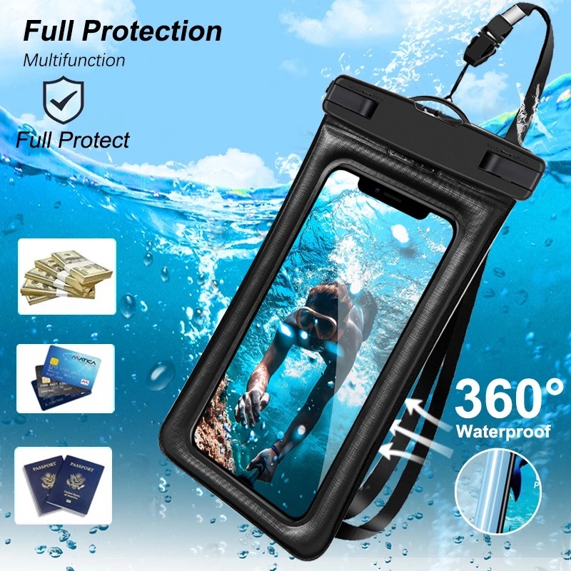 Floating Airbag Waterproof Swim Diving Bag Phone Case Underwater Phone