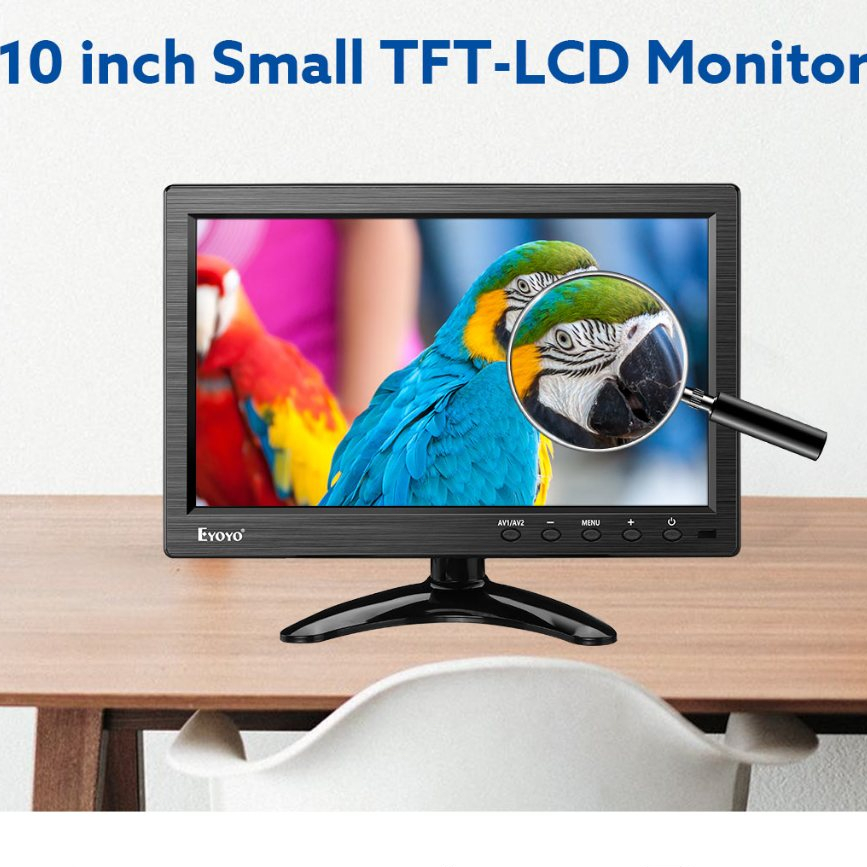 Eyoyo 10 Inch Monitor 1024x600 Display HD TFT LED Screen Support AV VGA ...