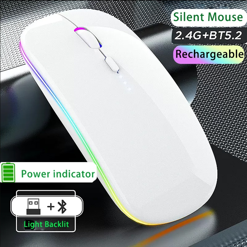 Silent Wireless Bluetooth Mouse For iPad/macbook laptop LED light ...