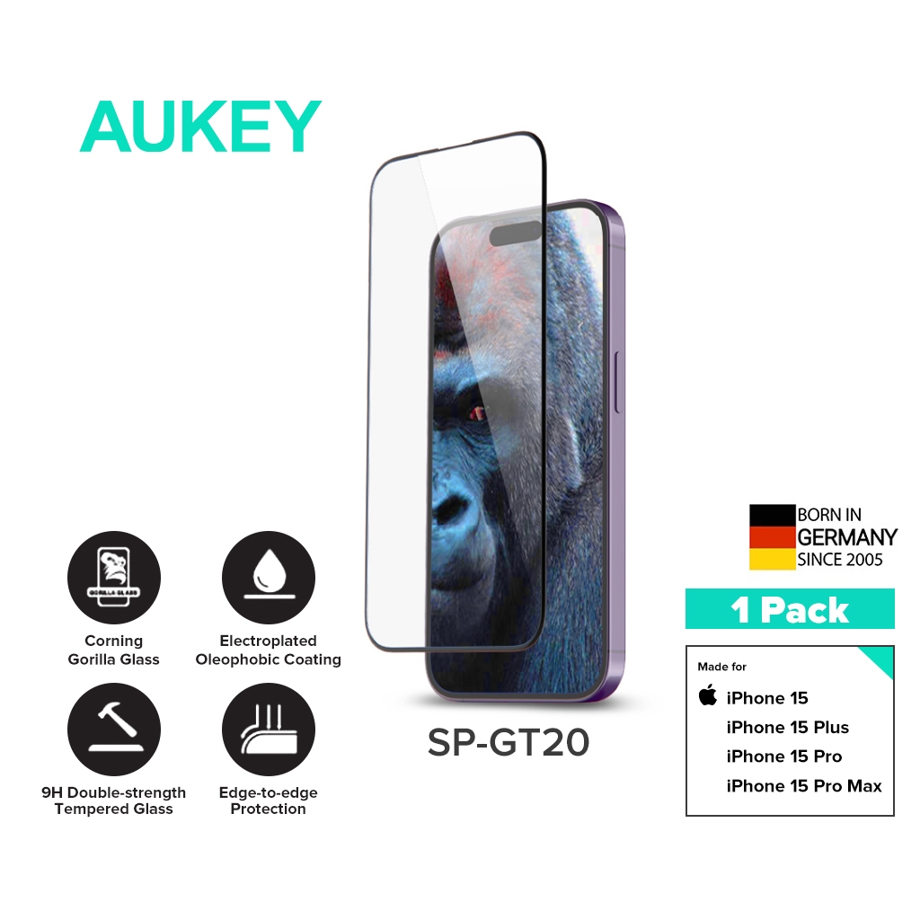 AUKEY SP-GT20 iPhone 15 / 15 Plus / 15 Pro / 15 Pro Max Corning Gorilla Glass Screen Protector