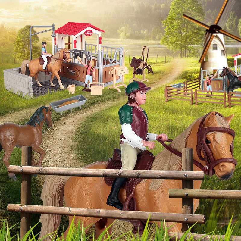 Cowboy Knight Horse House Shed Ranch Riding Set Children Puzzle Toy ...