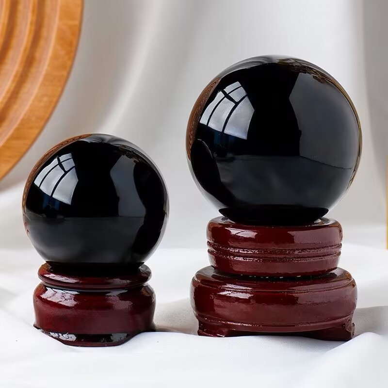 Natural Obsidian Crystal Ball Black Crystal Ball Seven-Star Array ...