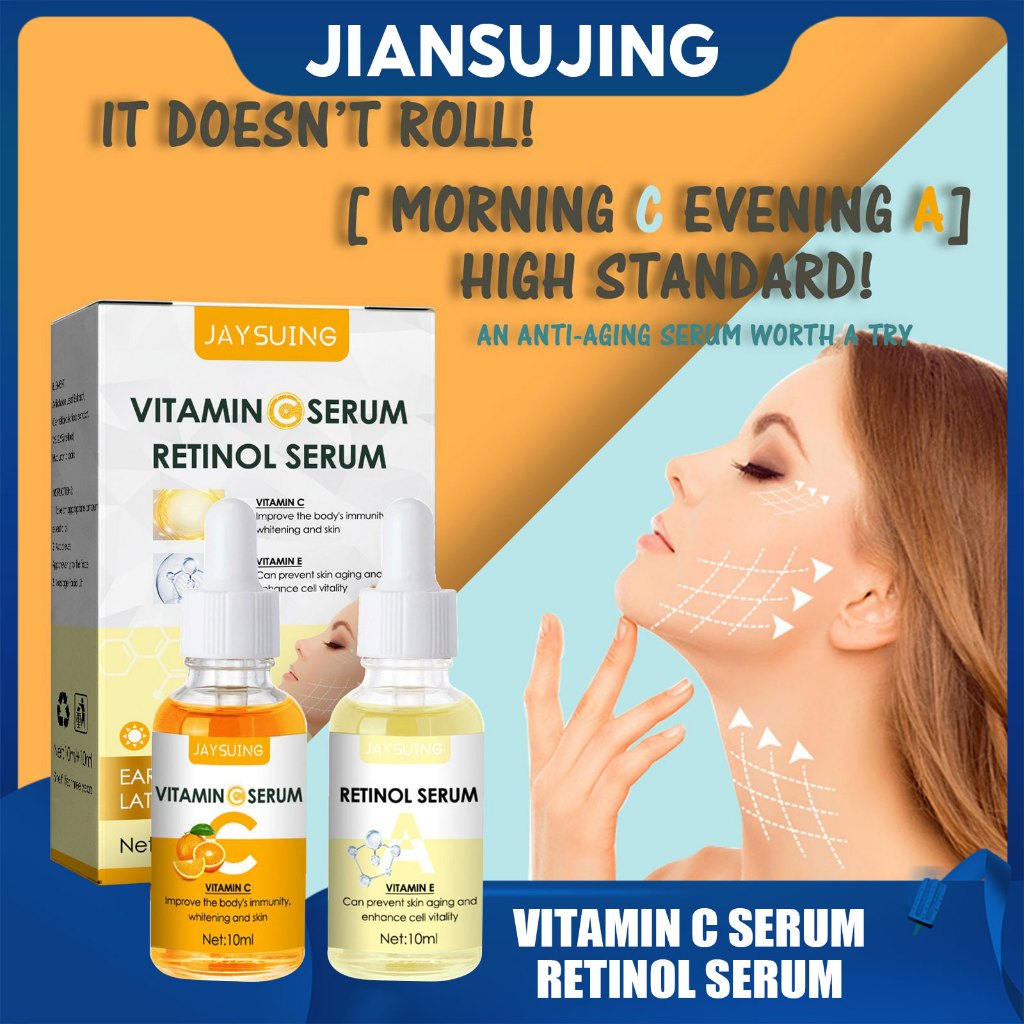 Jaysuing Vitamin C Retinol Face Serum Set Morning C Night A Serum Kit ...