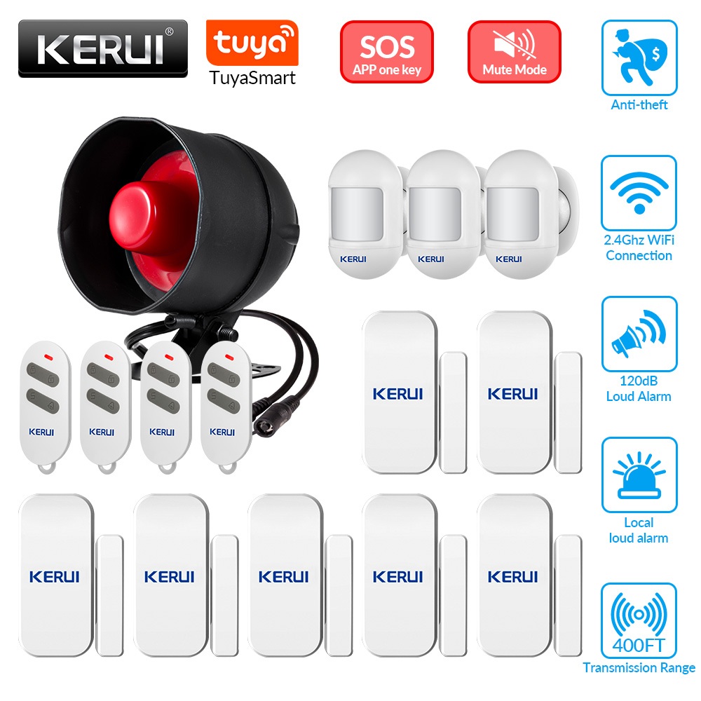 KERUI Home Safety Tuya APP Control Alarm System 110dB Loud Horn Speaker