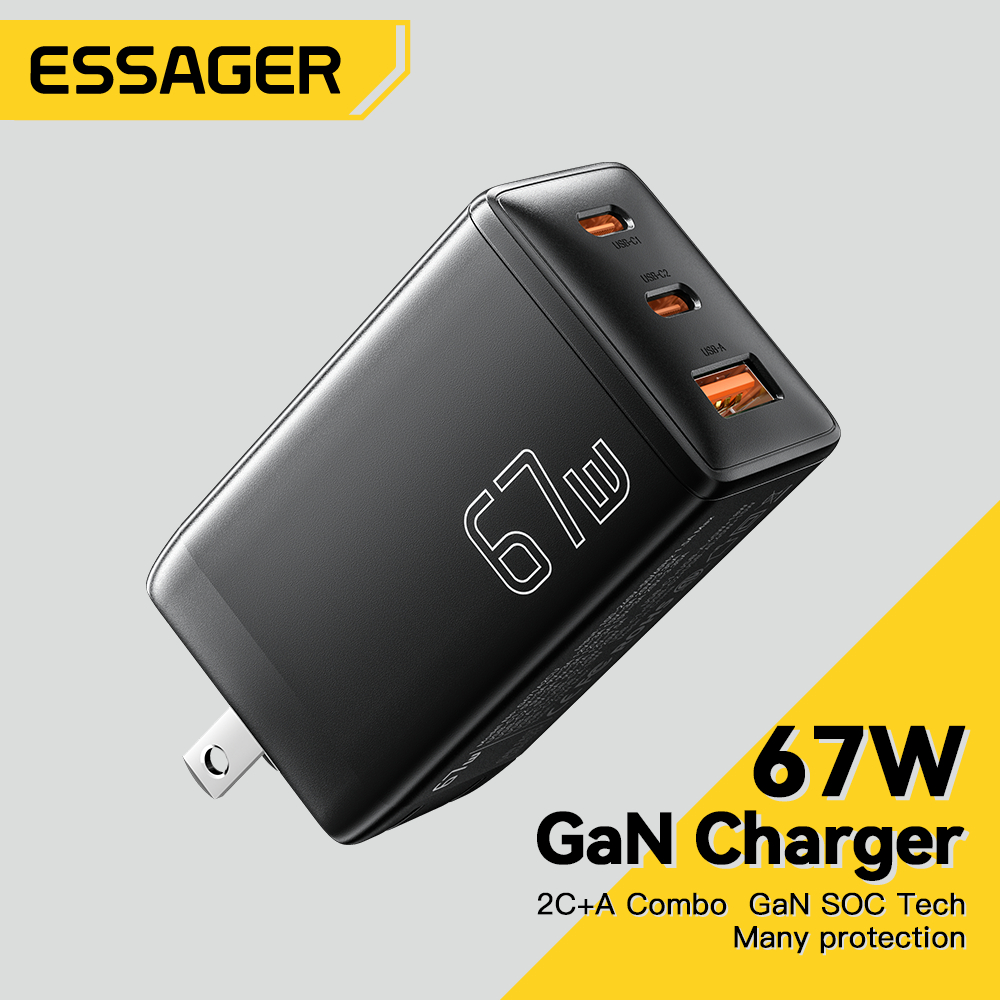 Essager GaN X 67W 2C+A 3Ports Quick Charging Charger Black And White ...