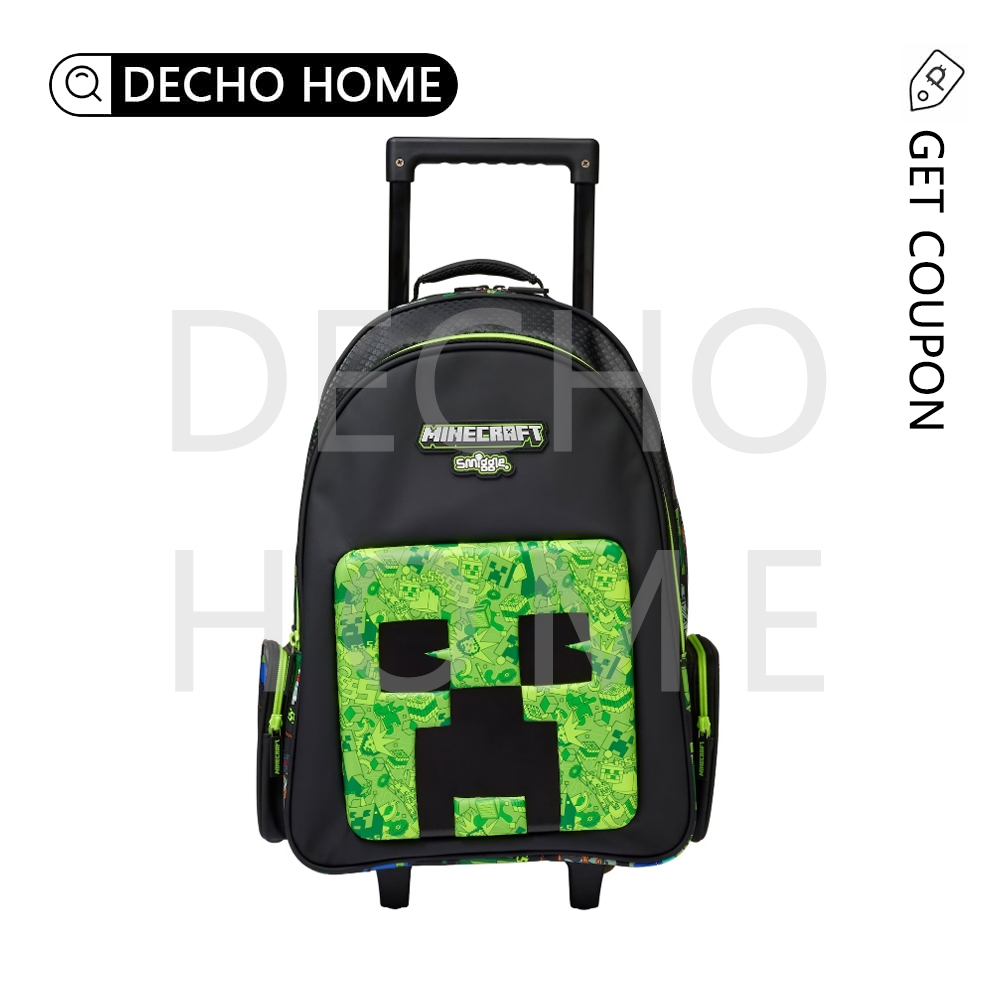 Smiggle Minecraft Trolley Backpack With Light Up Wheels School Season