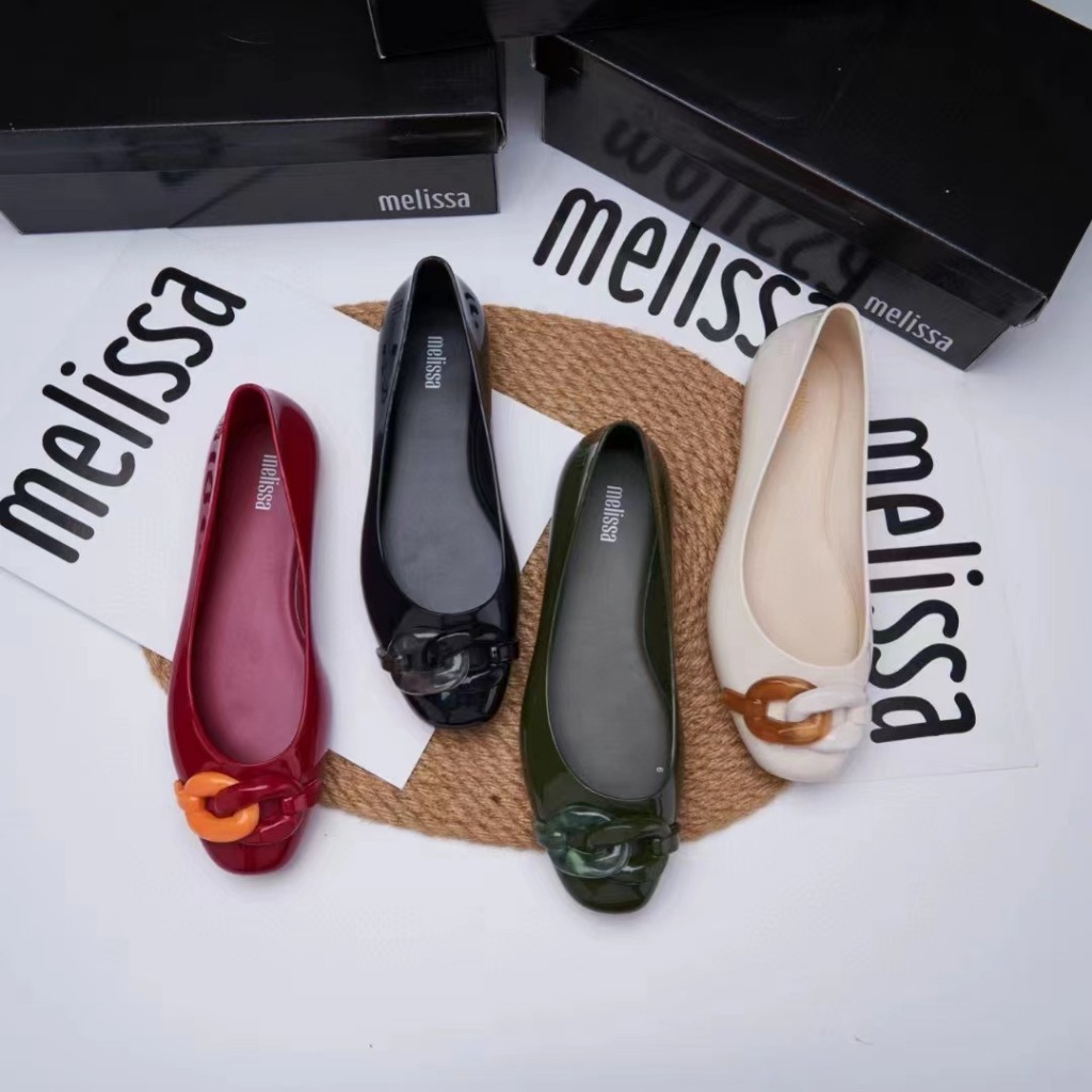 2024 New Melissa Women Single Shoes Fashion Chain Causal Jelly Flats Soft Women Working Shoes