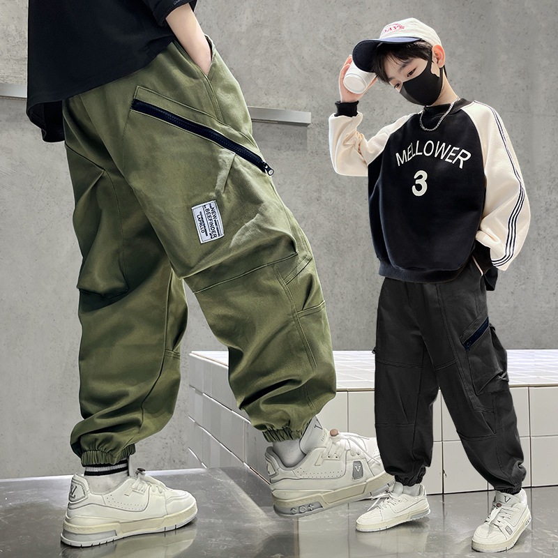 Korean Fashion Cargo Pants for Kids Boys 4 Pockets Cotton Casual Jogger Pants for Boys High Qulity 130 160cm Shopee Philippines