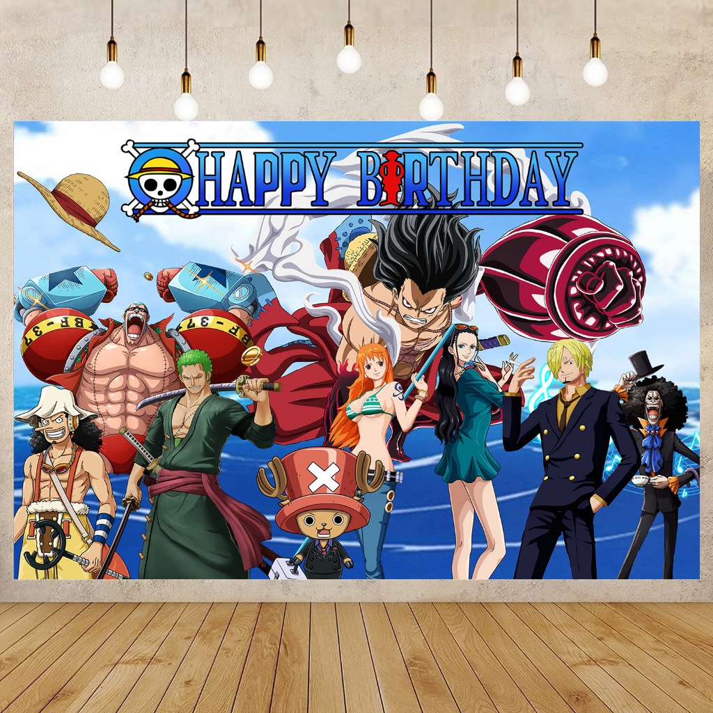 8x6ft One Pieces Theme Backdrop Pirate King Happy Birthday Party