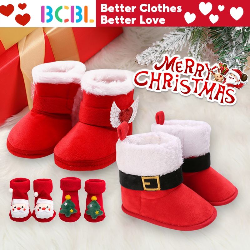BCBL Baby Boots Christmas Shoes for Baby Winter Solid Color Soft Soled Warm Non slip Baby Shoes Shopee Philippines