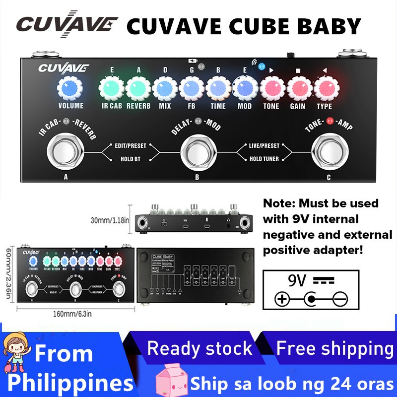 CUVAVE CUBE BABY Portable Multifunctional Electric Guitar Combined Effect  Pedal with Wireless Music Playback Phone Recording Audio Interface Function