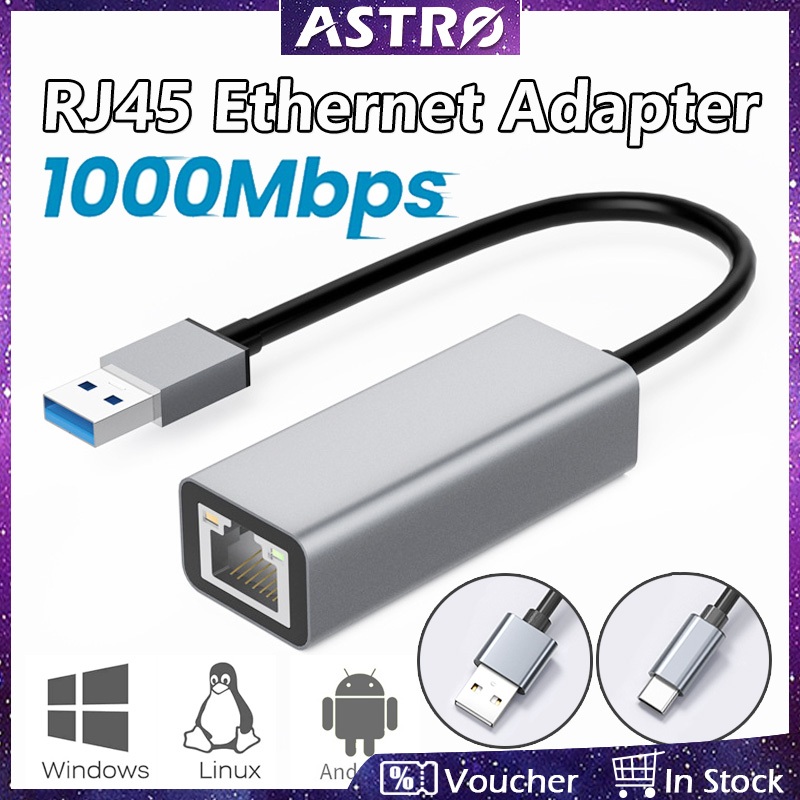 Astro Usb Type C Ethernet Adapter1001000 Mbps Thunderbolt 43usb 30 To Rj45 Lan Network 6172