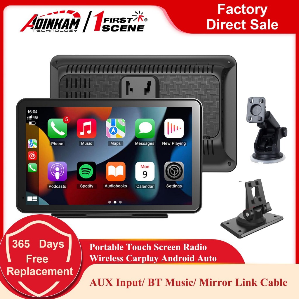 [New 2023] ADINKAM 7 Inch Universal Portable Car Player Radio Wireless