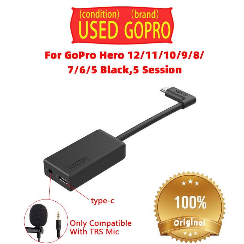 3.5MM GoPro Mic Adapter for GoPro HERO12 11 10 9 8 6 5 / 7 black/HERO5