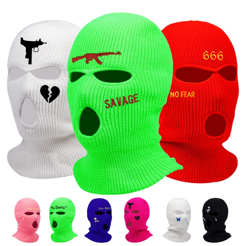 3 Holes Balaclava Hat Unisex Full Face Cover Ski Mask Hat Warm Outdoor